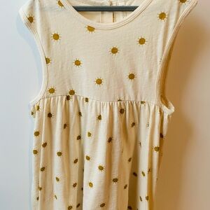 Rylee and Cru Sleeveless Cream Dress with Sun Pattern